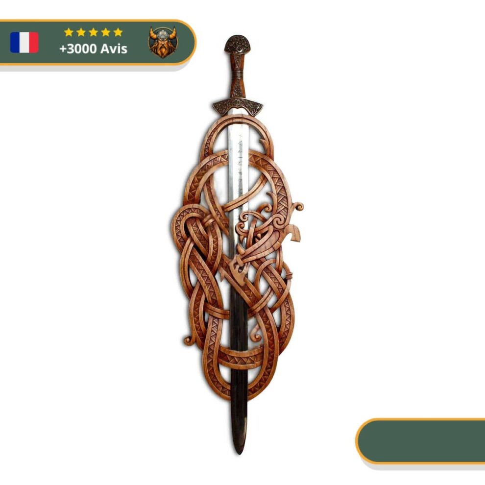 Support Mural 2 Épées SHULI - Velours Rouge - 37x30cm - Pour Katana Et Épées Samouraï