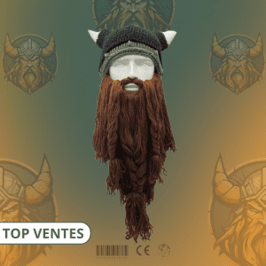 Bonnet Cornes Et Barbe Viking | Noir et Roux