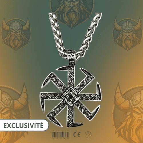 Collier Viking Soleil Noir en Argent 