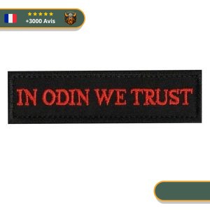 Badge Viking In Odin We Trust rouge