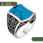 Bague Viking Pierre Bleue (Argent Massif)