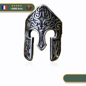 Chevalière Masque Spartan | Argent Viking-Legends.com
