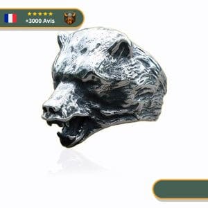 Anneau Viking Tête Ours| Argent Viking-Legends.com