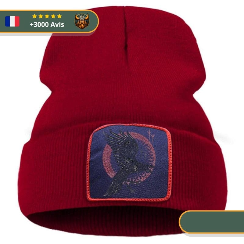 Bonnet Viking Corbeau rouge