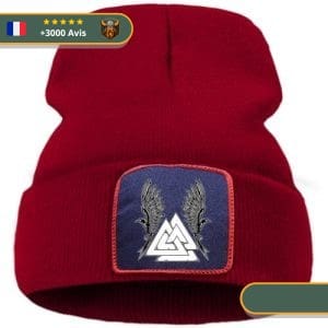 Bonnet Viking Valknut rouge