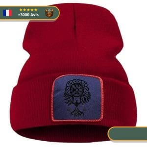 Bonnet Viking Vegvisir rouge