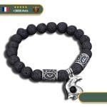 Bracelet Viking Perles de Lave du Corbeau