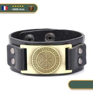 Bracelet en cuir Vegvisir or