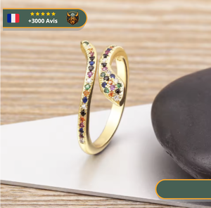 Bague Viking Serpent En Argent Doré Et Zirconium
