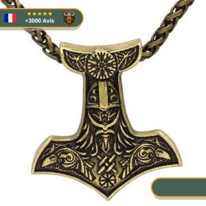 Collier Viking Thor et Odin or