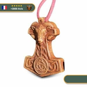 Collier Viking en bois Mjöllnir