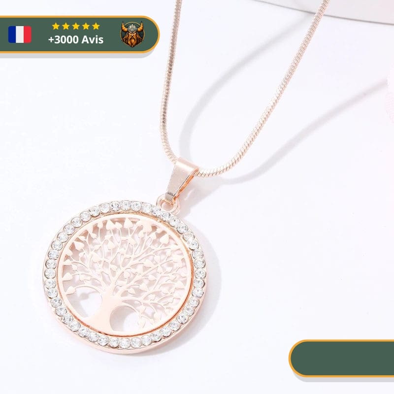 Collier Femme Viking Yggdrasil | Argent & Or Rose – Image 2