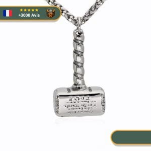 Collier Marteau Viking Gravé | Argent