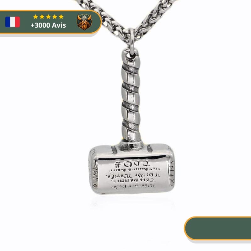 Collier Marteau Viking Gravé | Argent