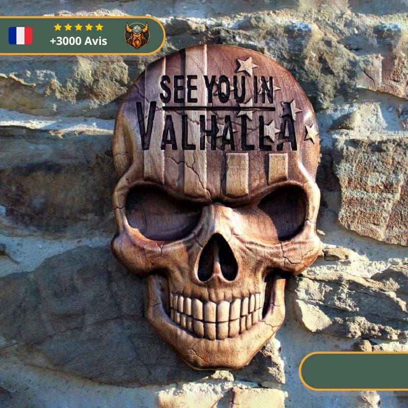 Art Mural Viking Tête de Mort Américaine Valhalla – Image 2