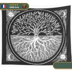 Drapeau Arbre De Vie | Noir et Gris Viking-Legends.com