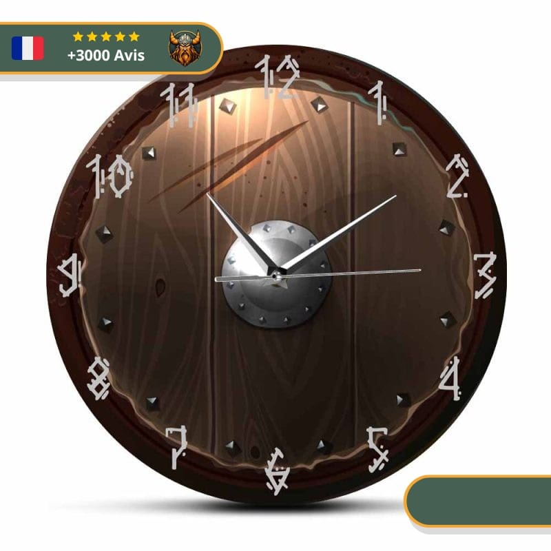 Horloge Viking Bouclier en bois