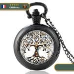 Montre à Gousset Viking Arbre de Vie modèle noire