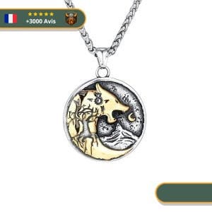 Collier Viking <br>Loup Fenrir Et Lune</br> Viking Shop