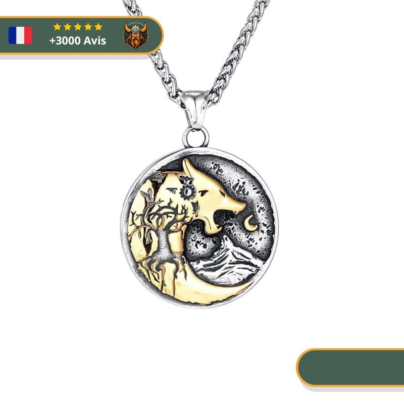 Collier Viking Loup Fenrir Et Lune Viking Shop