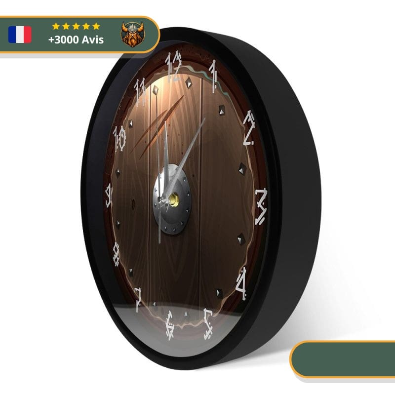 Horloge Viking <br> Bouclier en bois – Image 3