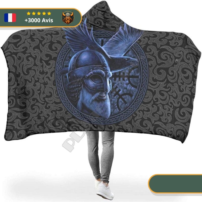 Plaid Guerrier Viking | Noir et Bleu – Image 3