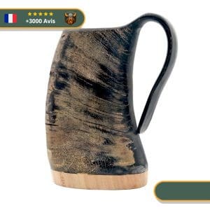 Corne de Buffle à Boire Viking 50 cl + Supports (Métal et Cuir) –  BARBEBARIAN