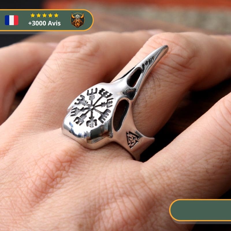 Bague Viking Corbeau Vegvisir – Image 4