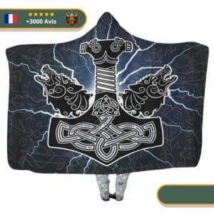 Plaid Marteau De Thor | Noir et Bleu Viking-Legends.com