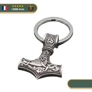 Porte-clé Viking Marteau de Thor argent