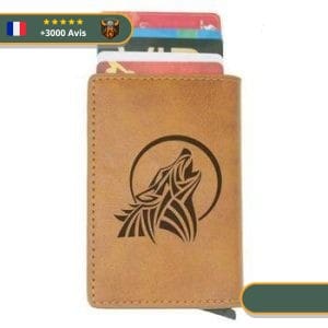 Porte Carte Viking Tête De Loup | Marron
