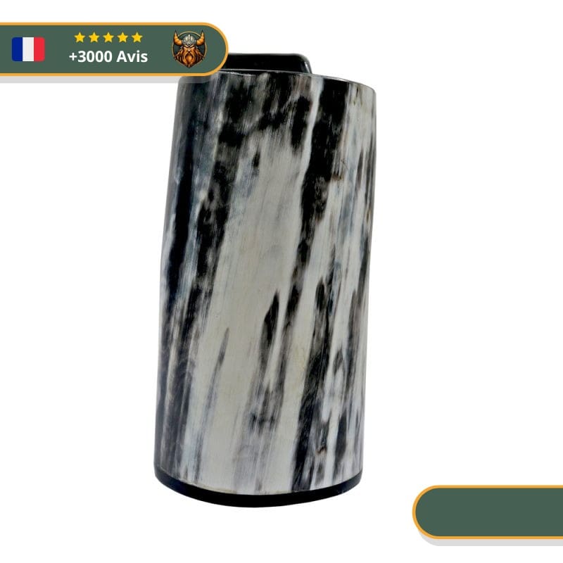 Chope Viking En Corne De Bœuf Blanche Et Noire – Image 2