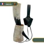 Corne à Boire Viking Avec Socle Et Lanière