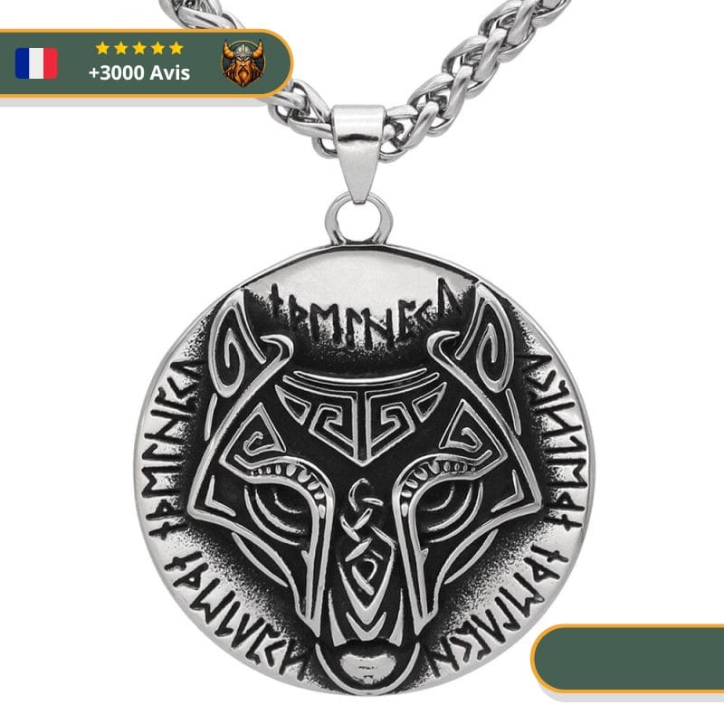 Collier Viking Loup Fenrir Et Runes Viking Shop