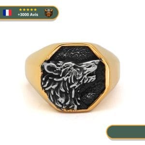 Bague Viking <br>Gravure Loup</br> Viking Shop