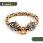 Bracelet Viking Loup Fenrir Or et Argent