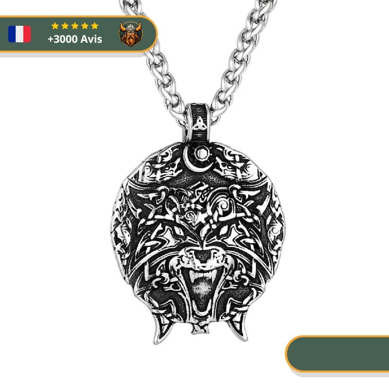 Collier Viking Loup Fenrir Hurlant