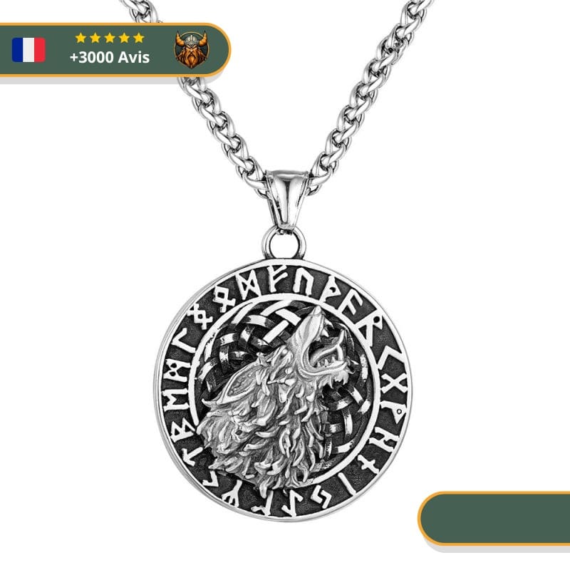 Collier VikingLoup Hurlant Et Runes Viking Shop