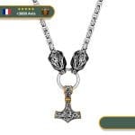 Collier Viking <br>Marteau De Thor Et Loups</br> Viking Shop