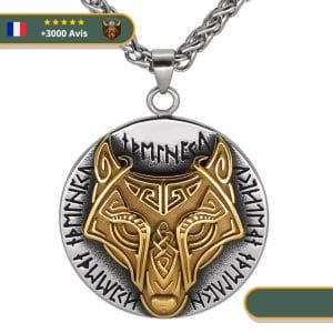 Collier Viking <br>Loup Fenrir Et Runes</br> Viking Shop