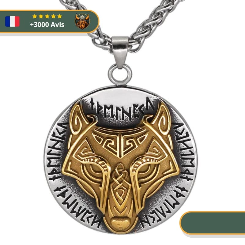 Collier Viking Loup Fenrir Et Runes Viking Shop