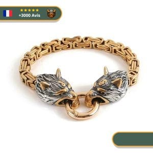 Bracelet Viking Loup Fenrir Or