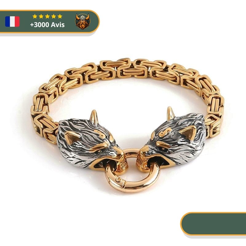Bracelet Viking Loup Fenrir Or