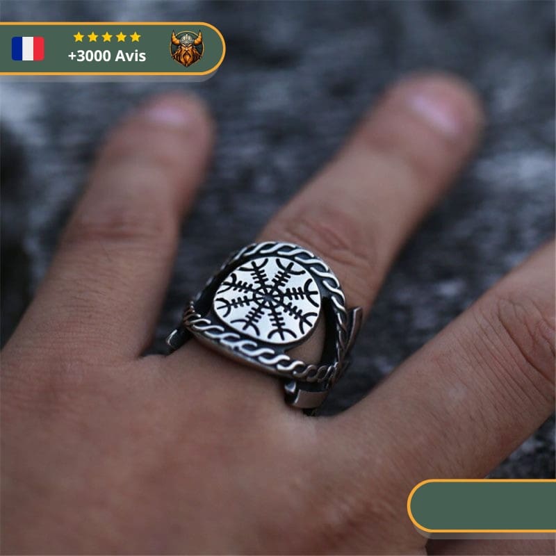 Bague Viking Heaume de la Crainte Aegishjalmur – Image 3