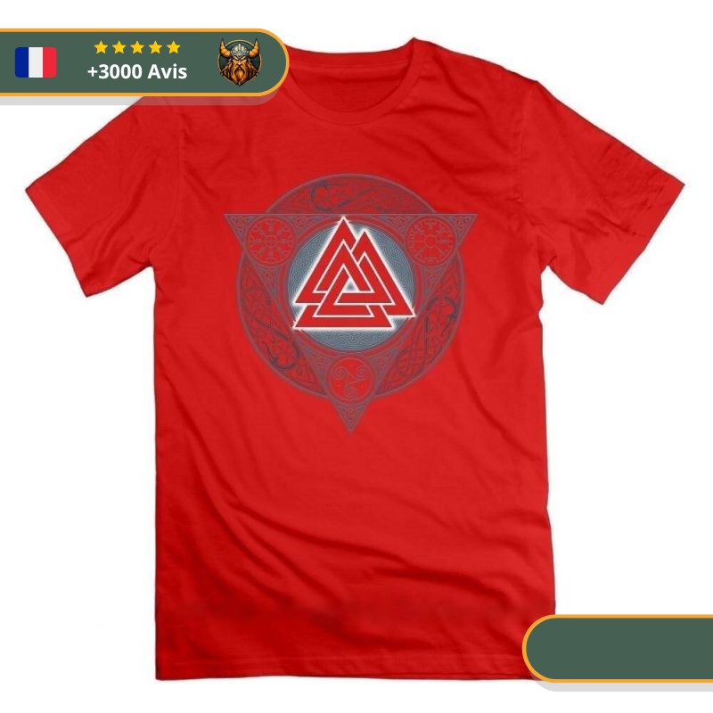 T-shirt Viking Valknut Rouge
