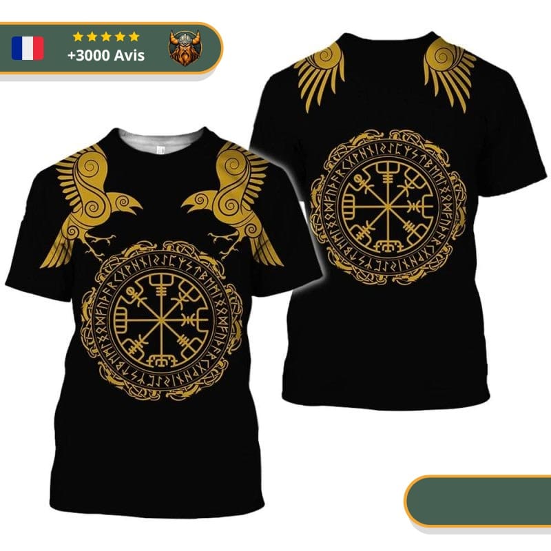 T-shirt viking corbeaux dorés