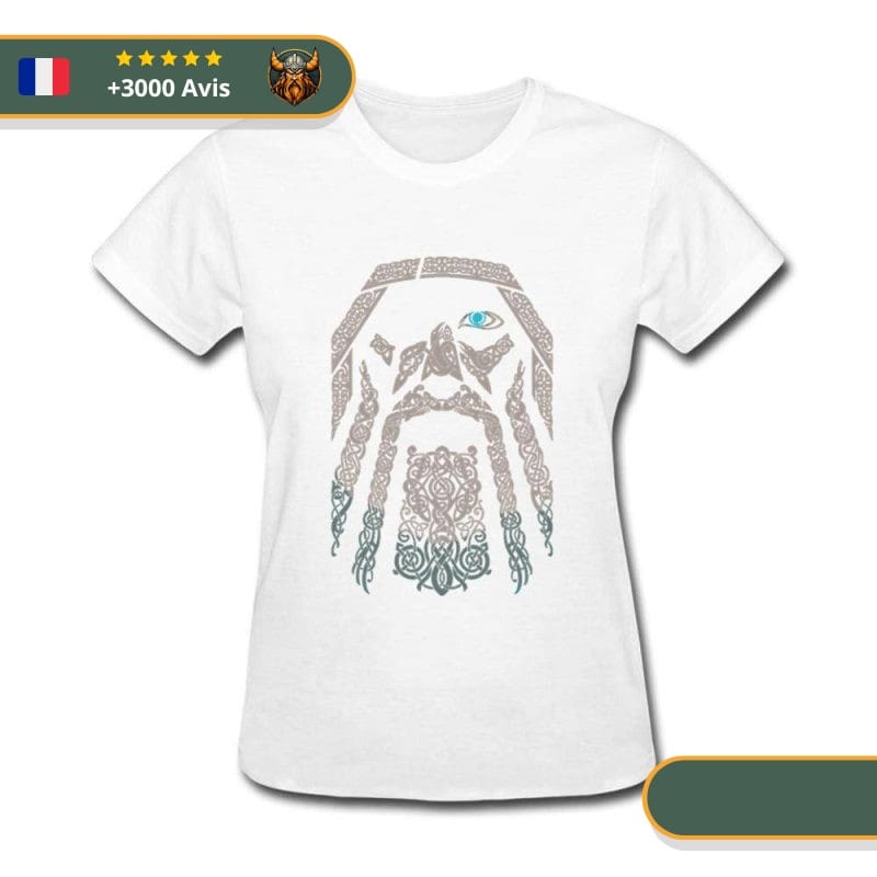 T-shirt viking femme odin blanc