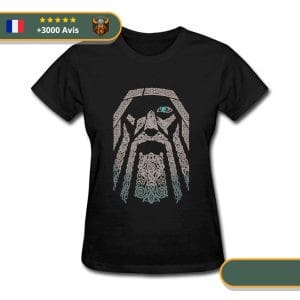 T-shirt viking femme odin noir