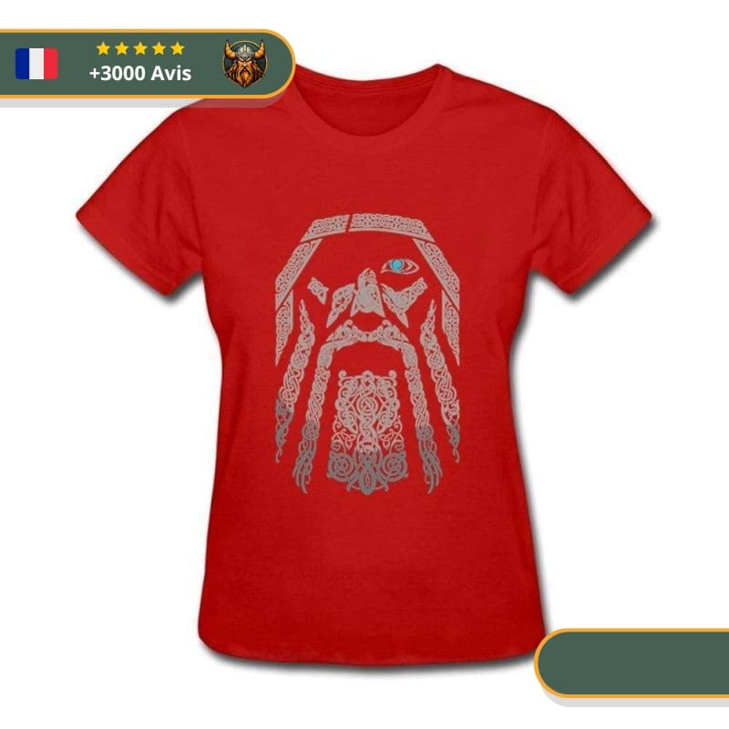 T-shirt viking femme odin rouge