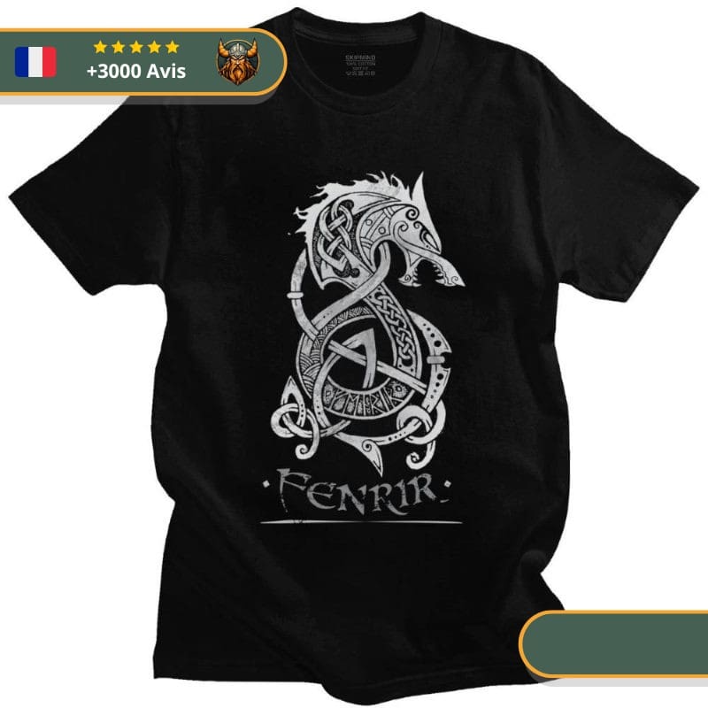 T-shirt viking fenrir noir